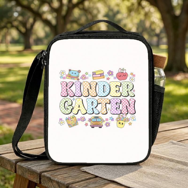 Kindergarten Colorful Checkerboard Lunch Bag - Cute School Style Lunch Box Bag