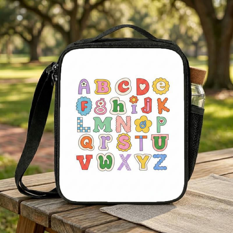 Kindergarten Lunch Bag - Cartoon Alphabet Letters Kids Style Lunch Box Bag Kindergarten Lunch Bag - Cartoon Alphabet Letters Kids Style Lunch Box Bag