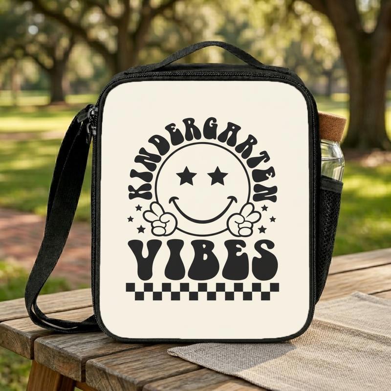 Kindergarten Vibes Lunch Bag - Retro Smiley School Style Lunch Box Bag Kindergarten Vibes Lunch Bag - Retro Smiley School Style Lunch Box Bag