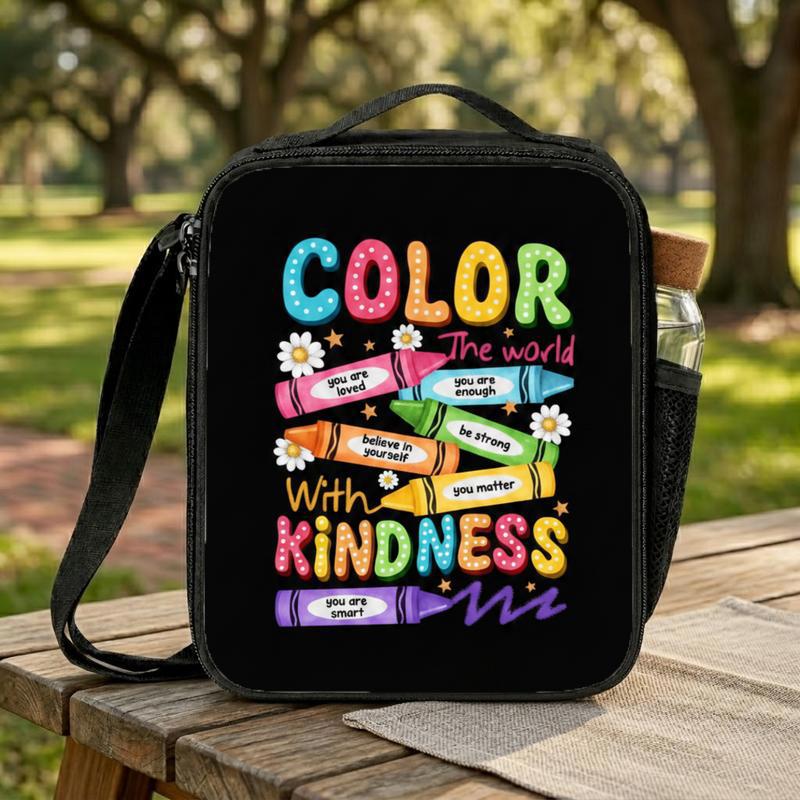 Middle School Lunch Bag - Colorful Kindness School Message Lunch Box Bag