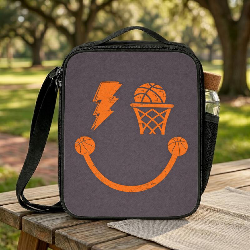 Minimal Basketball Lunch Bag - Back To School Simple Sport Style Lunch Box Bag Minimal Basketball Lunch Bag - Back To School Simple Sport Style Lunch Box Bag