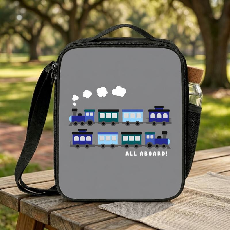 Minimal Train Lunch Bag For Kids - Cute Railway School Style Lunch Box Bag Minimal Train Lunch Bag For Kids - Cute Railway School Style Lunch Box Bag