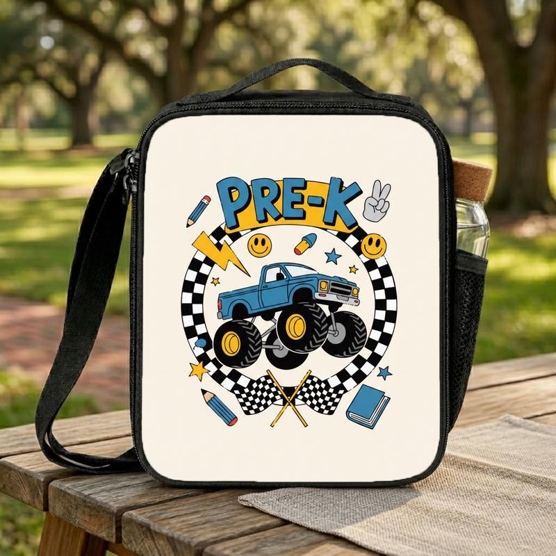 Monster Truck Pre-K Lunch Bag For Boys - Back To School Fun Lunch Box Bag Monster Truck Pre-K Lunch Bag For Boys - Back To School Fun Lunch Box Bag