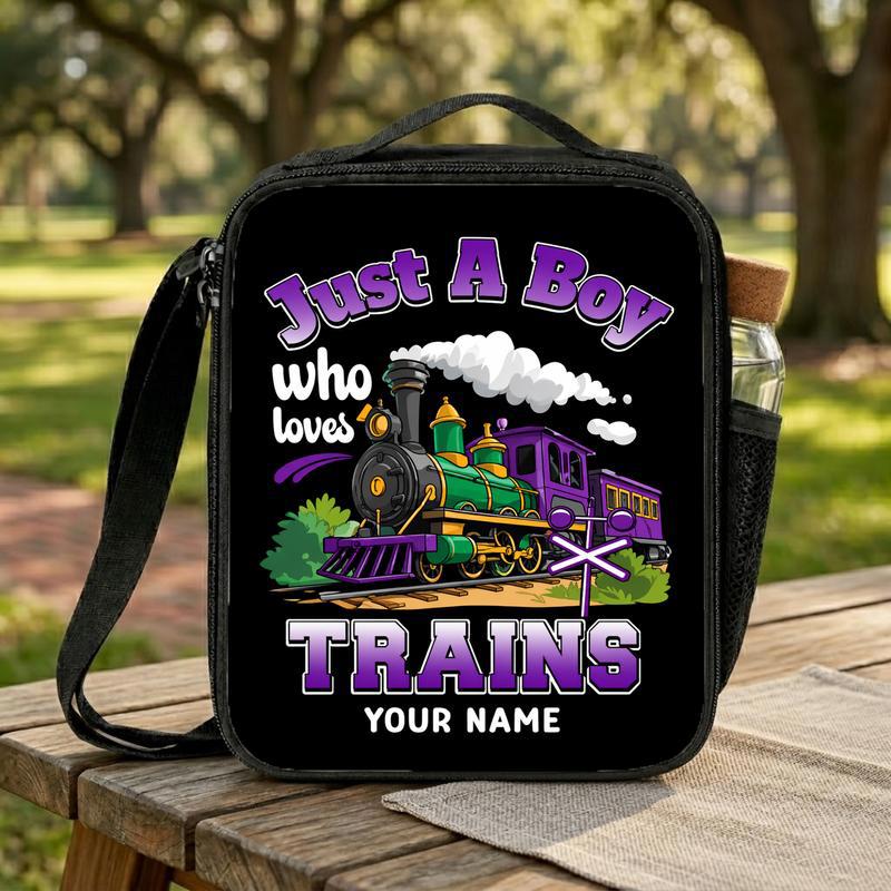 Personalized Back To School Train Lunch Bag - Boy Who Loves Trains Lunch Box Bag Personalized Back To School Train Lunch Bag - Boy Who Loves Trains Lunch Box Bag