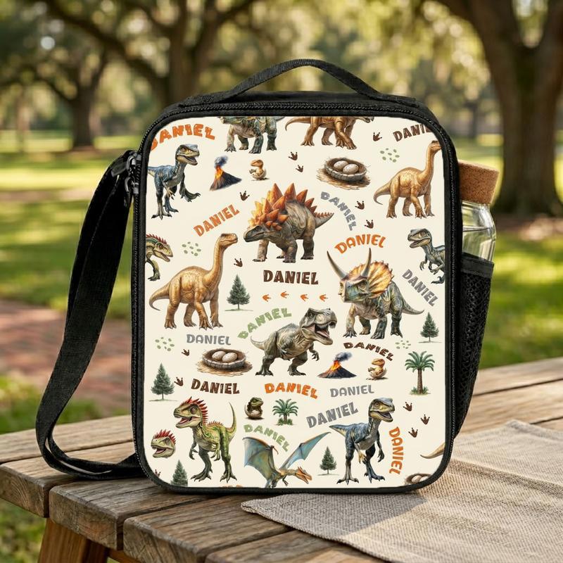 Personalized Dino Lunch Bag - Jurassic Kids School Style Lunch Box Bag Personalized Dino Lunch Bag - Jurassic Kids School Style Lunch Box Bag