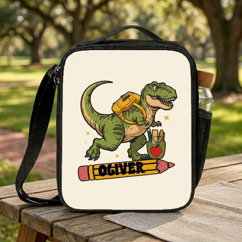 Personalized Dinosaur Back To School Lunch Bag With Name Lunch Box Bag