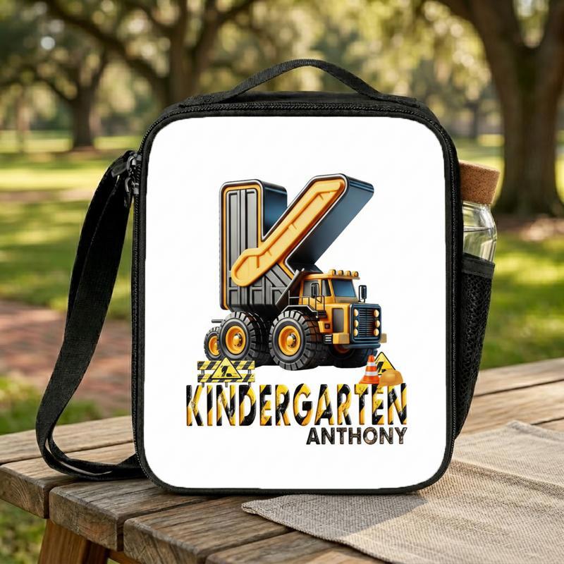 Personalized Dump Truck Lunch Bag - Kindergarten Boy Gift Lunch Box Bag