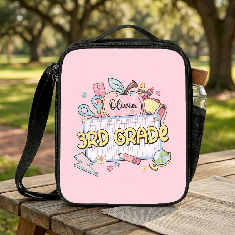 Personalized Elementary School Name Lunch Bag - Cute Gift For Girls Lunch Box Bag Personalized Elementary School Name Lunch Bag - Cute Gift For Girls Lunch Box Bag