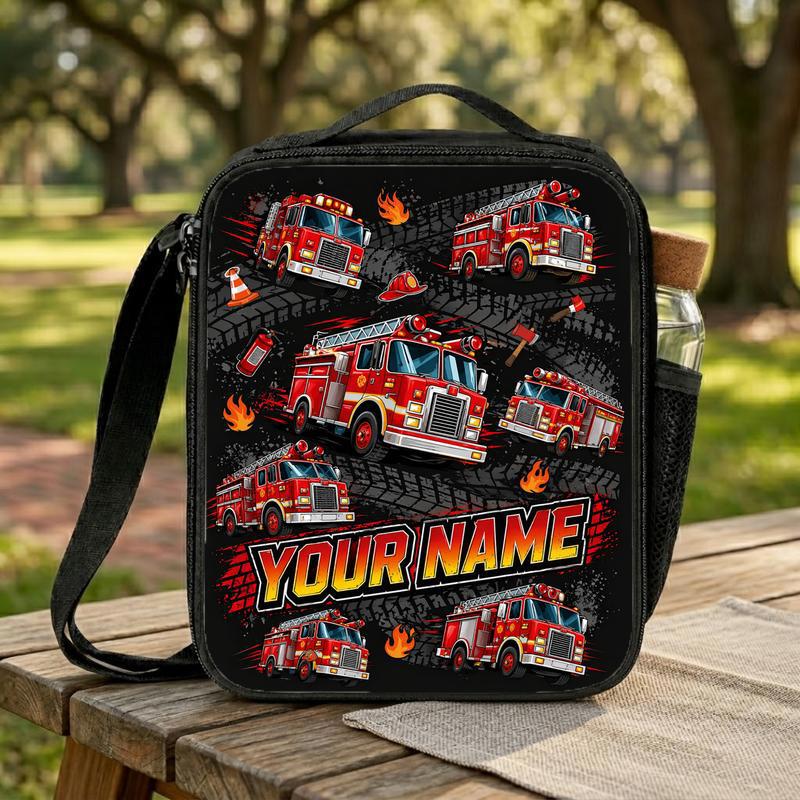 Personalized Fire Truck Lunch Bag - Kids Back To School Lunch Box Bag Personalized Fire Truck Lunch Bag - Kids Back To School Lunch Box Bag