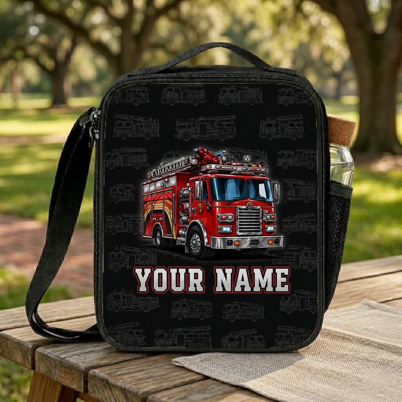 Personalized Fire Truck Lunch Bag - Kids Custom Name Bag Lunch Box Bag Personalized Fire Truck Lunch Bag - Kids Custom Name Bag Lunch Box Bag