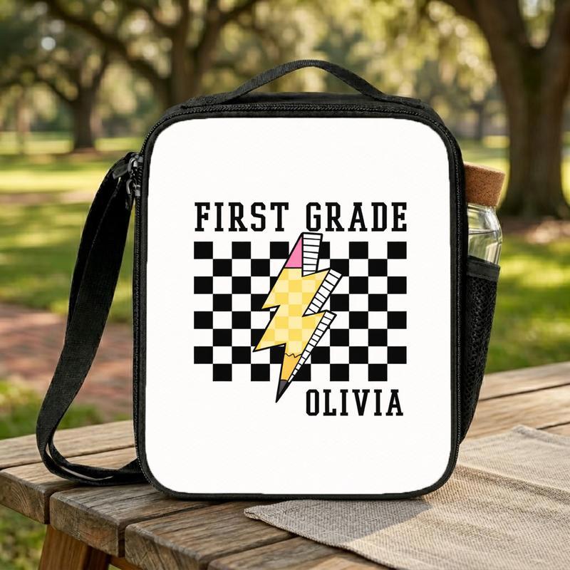 Personalized First Grade Pencil Lightning - Kids Back To School Lunch Bag Lunch Box Bag