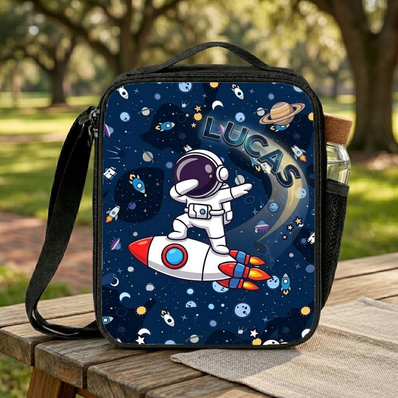 Personalized Kids Lunch Bag - Astronaut Rocket Space Theme Lunch Box Bag