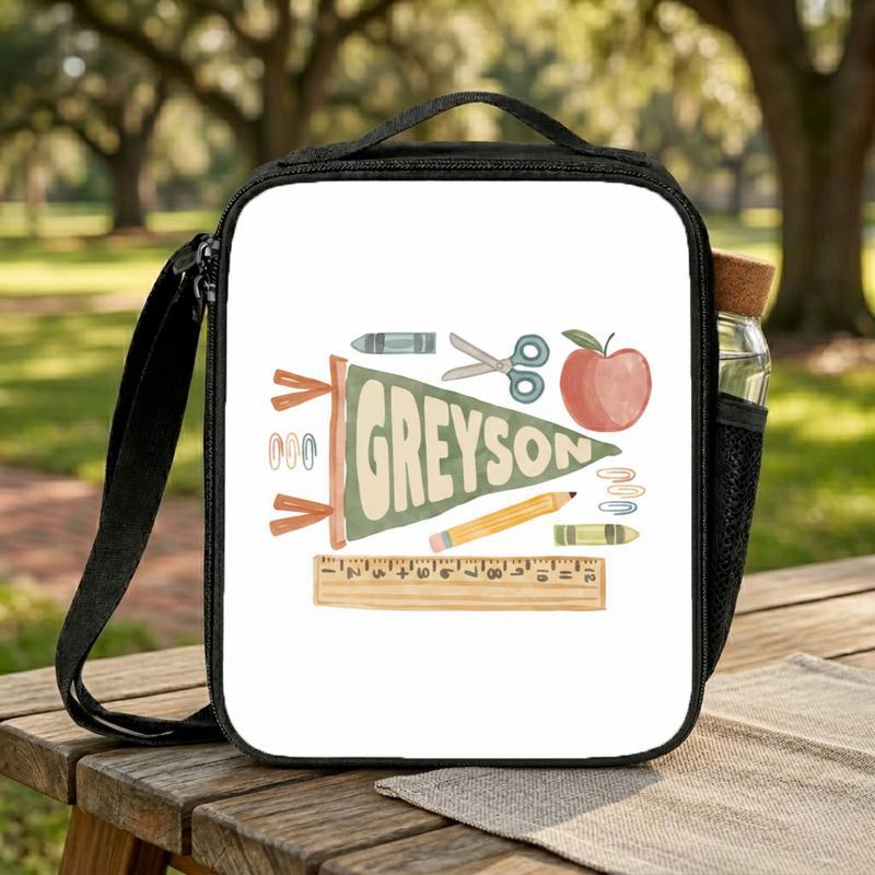 Personalized Kids Lunch Bag - Elementary School Name Pennant Lunch Box Bag Personalized Kids Lunch Bag - Elementary School Name Pennant Lunch Box Bag