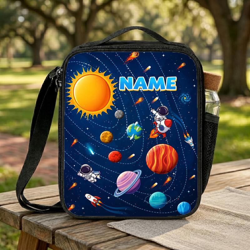 Personalized Kids Lunch Bag - Solar System Custom Name Lunch Box Bag