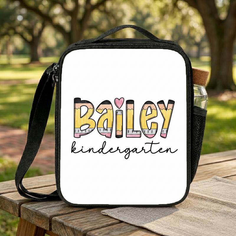 Personalized Kindergarten Lunch Bag - Name Pencil Design Lunch Box Bag Personalized Kindergarten Lunch Bag - Name Pencil Design Lunch Box Bag