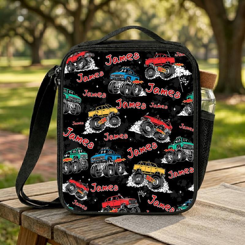 Personalized Monster Truck Lunch Bag - Kids Custom Name Gift Lunch Box Bag Personalized Monster Truck Lunch Bag - Kids Custom Name Gift Lunch Box Bag