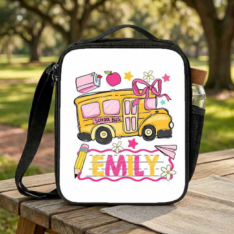 Personalized School Bus Lunch Bag - Cute Kids Back To School Style Lunch Box Bag Personalized School Bus Lunch Bag - Cute Kids Back To School Style Lunch Box Bag