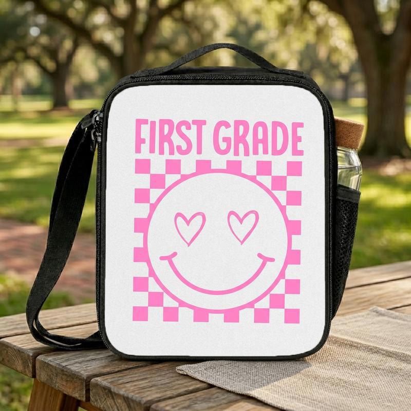 Pink Smiley Lunch Bag - Cute Girls Back To School Lunch Box Bag Pink Smiley Lunch Bag - Cute Girls Back To School Lunch Box Bag