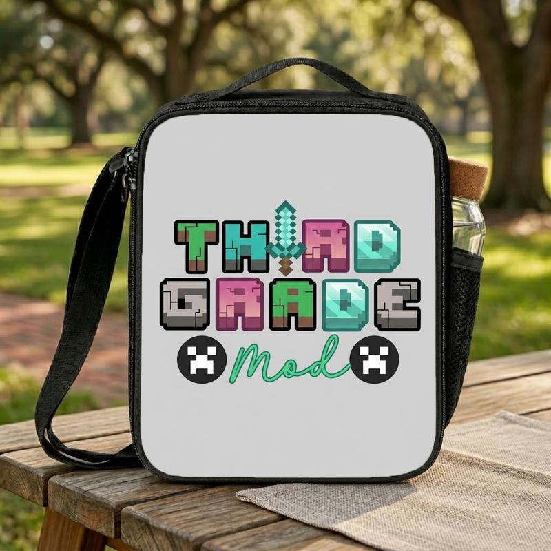 Pixel Gamer School Lunch Bag - Ready For Next Level Lunch Box Bag