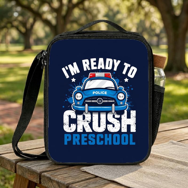 Police Car Lunch Bag Kids - Ready To Crush Preschool Back To School Lunch Box Bag
