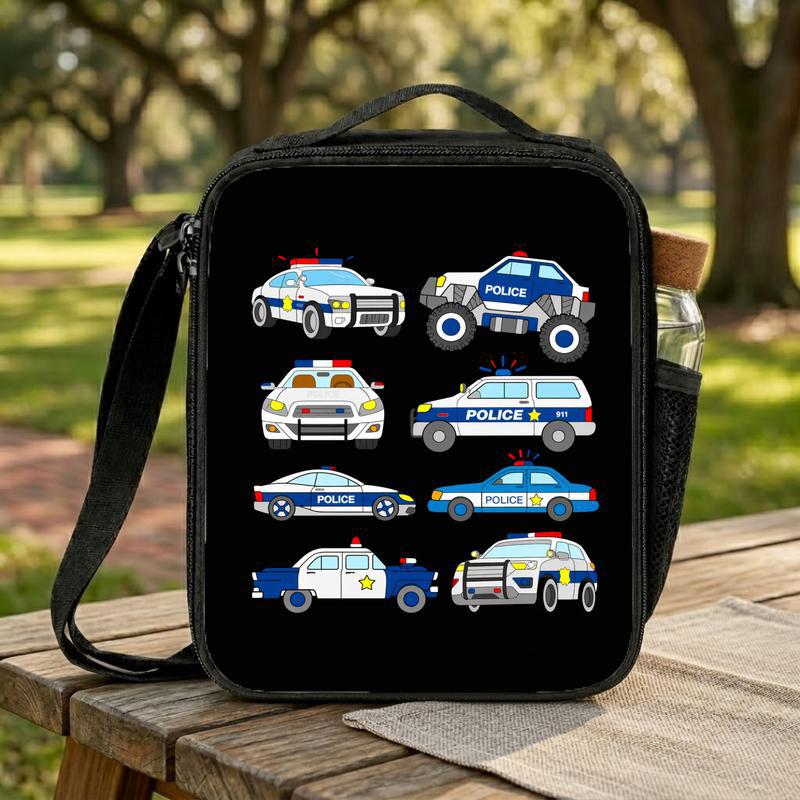 Police Car Pattern Lunch Bag - Back To School Kids Gift Lunch Box Bag Police Car Pattern Lunch Bag - Back To School Kids Gift Lunch Box Bag