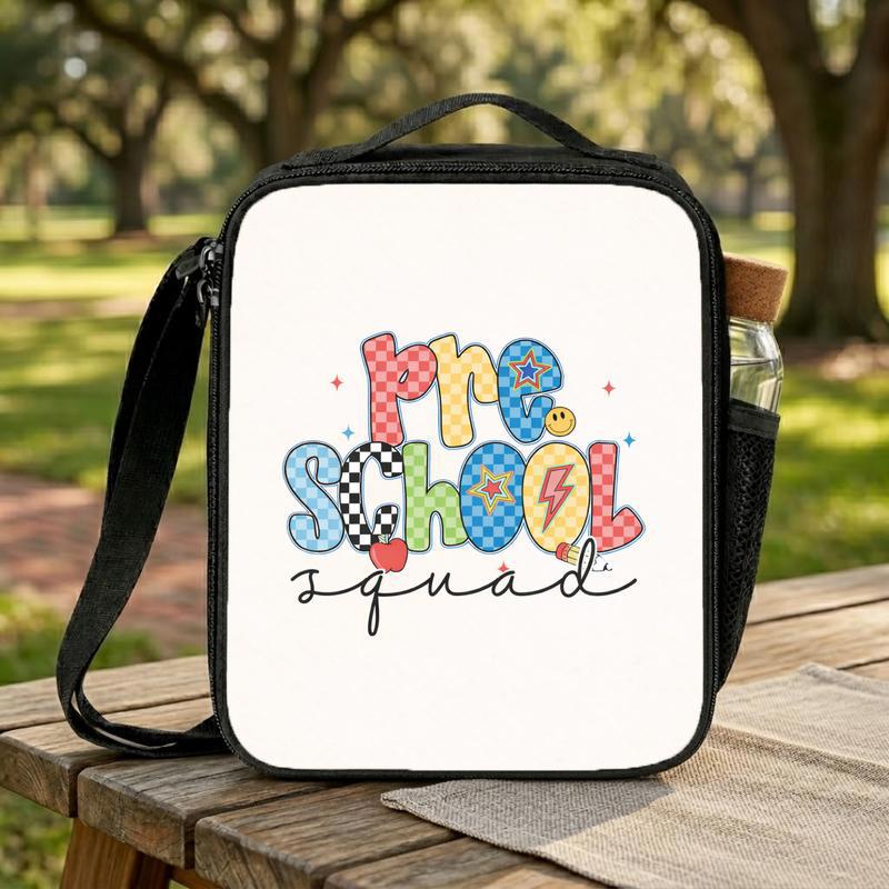 Pre School Squad Retro Checkered Lunch Bag - Colorful Kids Style Lunch Box Bag Pre School Squad Retro Checkered Lunch Bag - Colorful Kids Style Lunch Box Bag