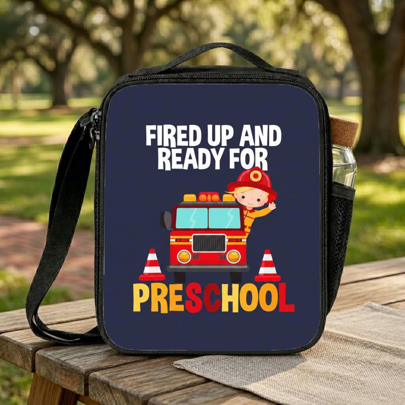 Preschool Fire Truck Lunch Bag - Fired Up Back To School Kids Lunch Box Bag