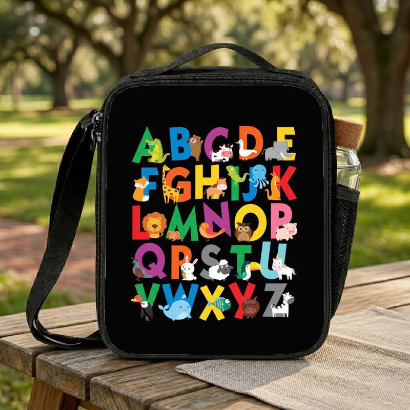 Preschool Lunch Bag - Cute A To Z Animals Learning Kids Design Lunch Box Bag