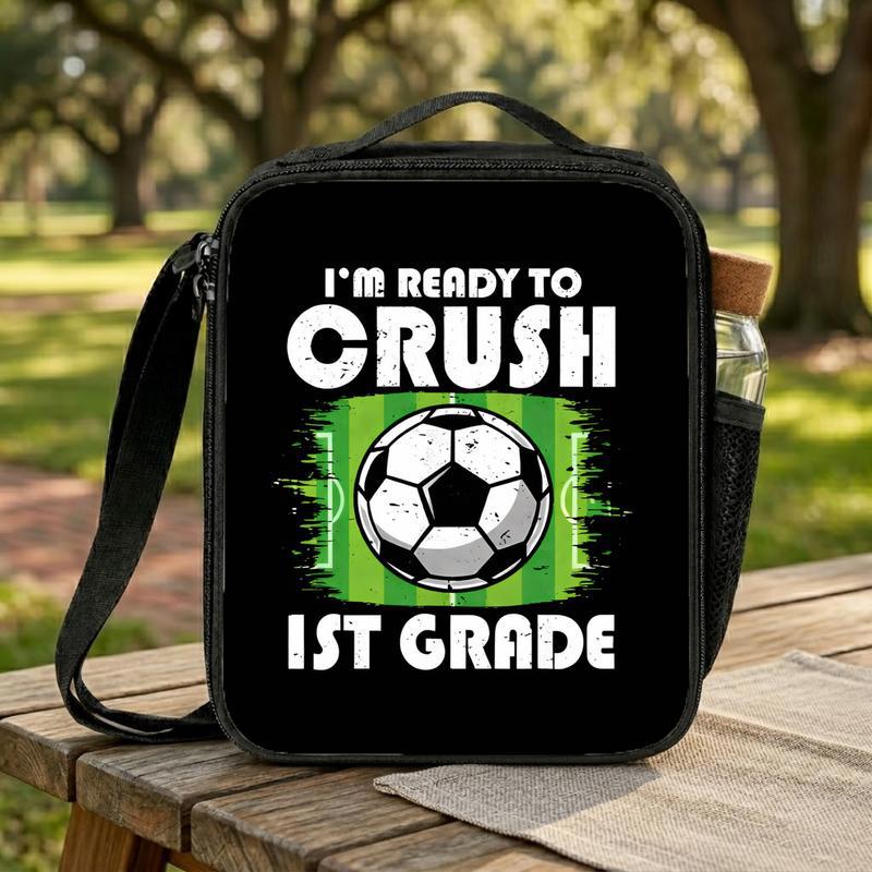 Ready To Crush First Grade Soccer Lunch Bag - Cool School Design Lunch Box Bag