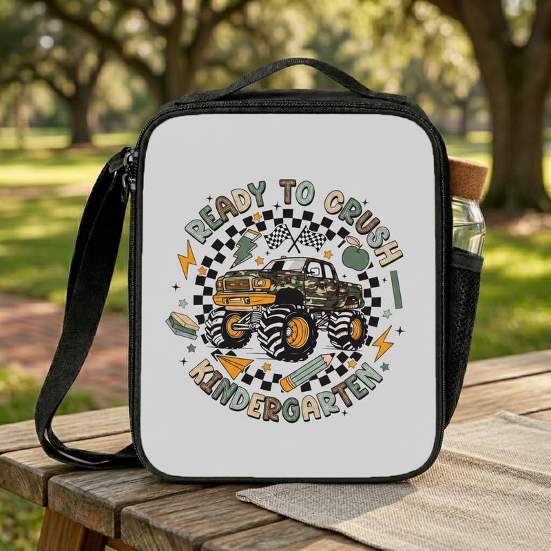 Ready To Crush Kindergarten Lunch Bag - Boys Monster Truck Lunch Box Bag Ready To Crush Kindergarten Lunch Bag - Boys Monster Truck Lunch Box Bag