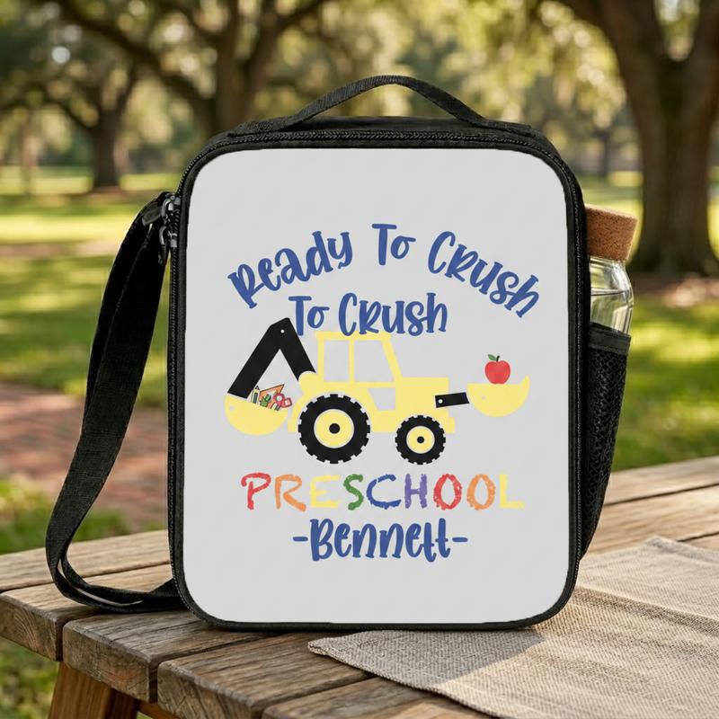Ready To Crush Preschool Lunch Bag For Boys - Custom Construction Theme Lunch Box Bag Ready To Crush Preschool Lunch Bag For Boys - Custom Construction Theme Lunch Box Bag