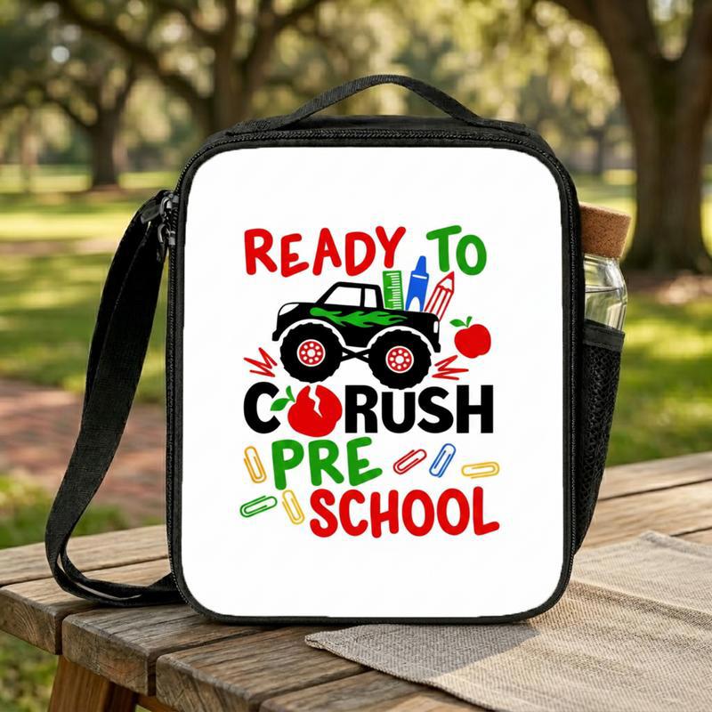Ready To Crush Preschool Lunch Bag For Kids - Monster Truck Theme Lunch Box Bag
