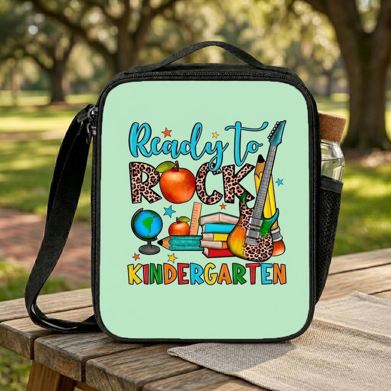 Ready To Rock Kindergarten Lunch Bag - Cute School Icons Lunch Box Bag