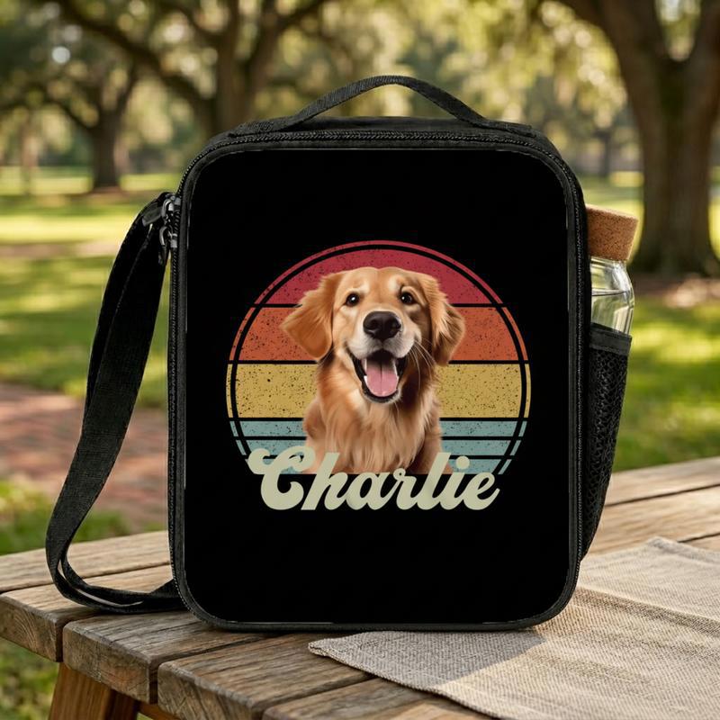 Retro Custom Dog Portrait Lunch Box Bag Retro Custom Dog Portrait Lunch Box Bag