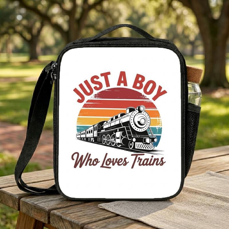 Retro Train Kids Lunch Bag - Vintage Sunset Train Design Lunch Box Bag