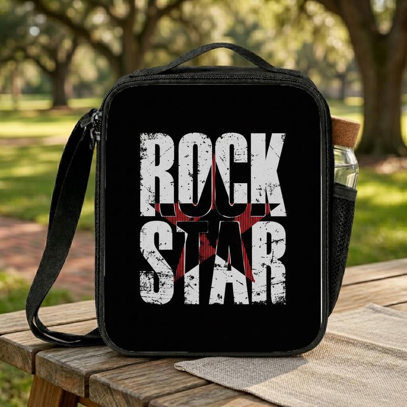 Rock Star Lunch Bag For Kids - Grunge Music School Style Lunch Box Bag Rock Star Lunch Bag For Kids - Grunge Music School Style Lunch Box Bag