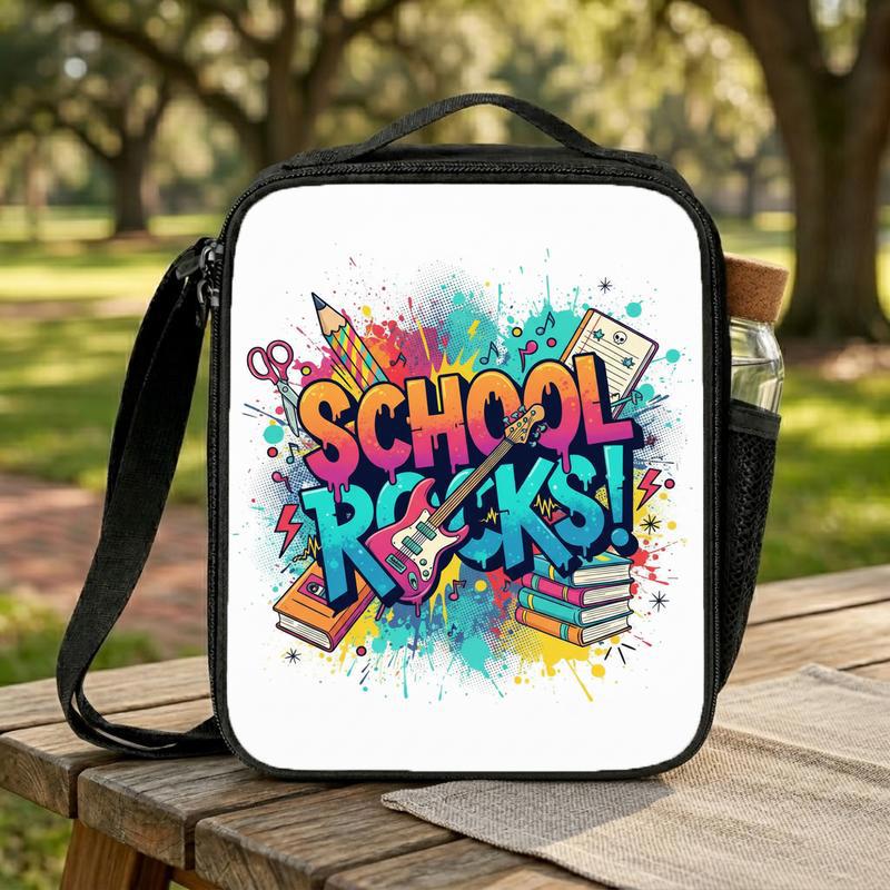 School Rock N Roll Lunch Bag For Kids - Music Lover Style Lunch Box Bag School Rock N Roll Lunch Bag For Kids - Music Lover Style Lunch Box Bag