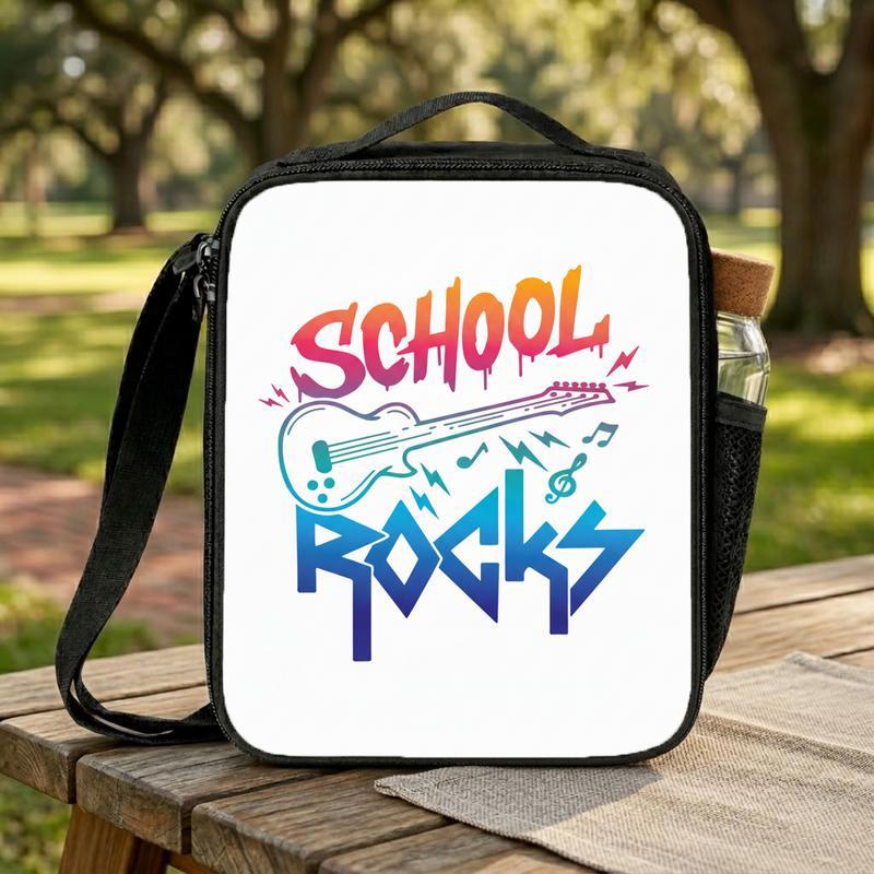 School Rocks Lunch Bag - Guitar Design For Cool Students Lunch Box Bag School Rocks Lunch Bag - Guitar Design For Cool Students Lunch Box Bag
