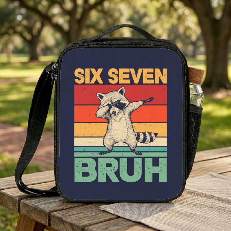 Six Seven Bruh Racoon Lunch Bag - Funny Back To School Boys Lunch Box Bag Six Seven Bruh Racoon Lunch Bag - Funny Back To School Boys Lunch Box Bag