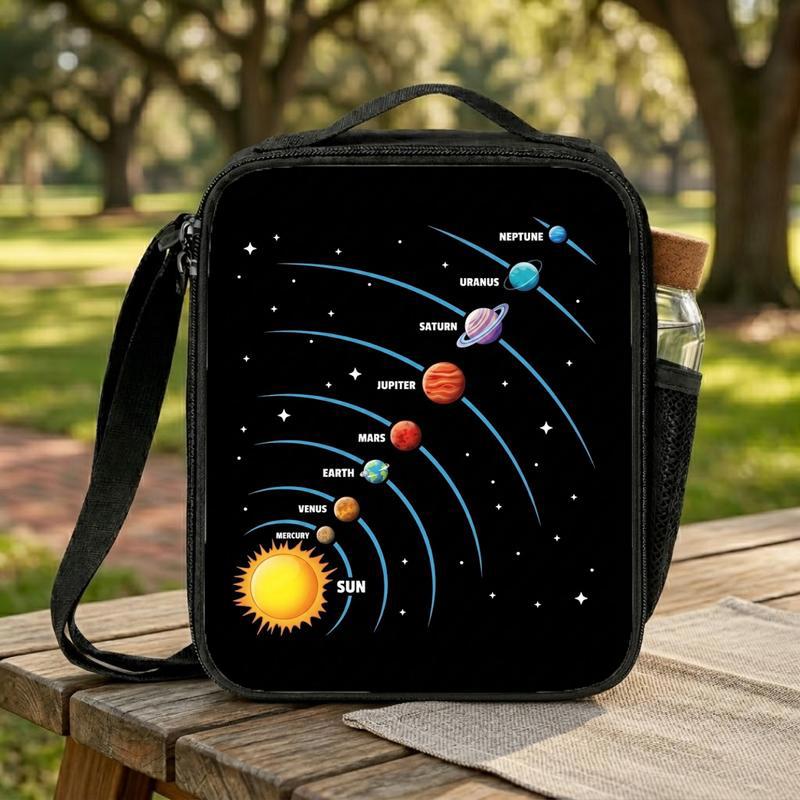 Solar System Lunch Bag Kids - Space Orbit Planets Design Lunch Box Bag