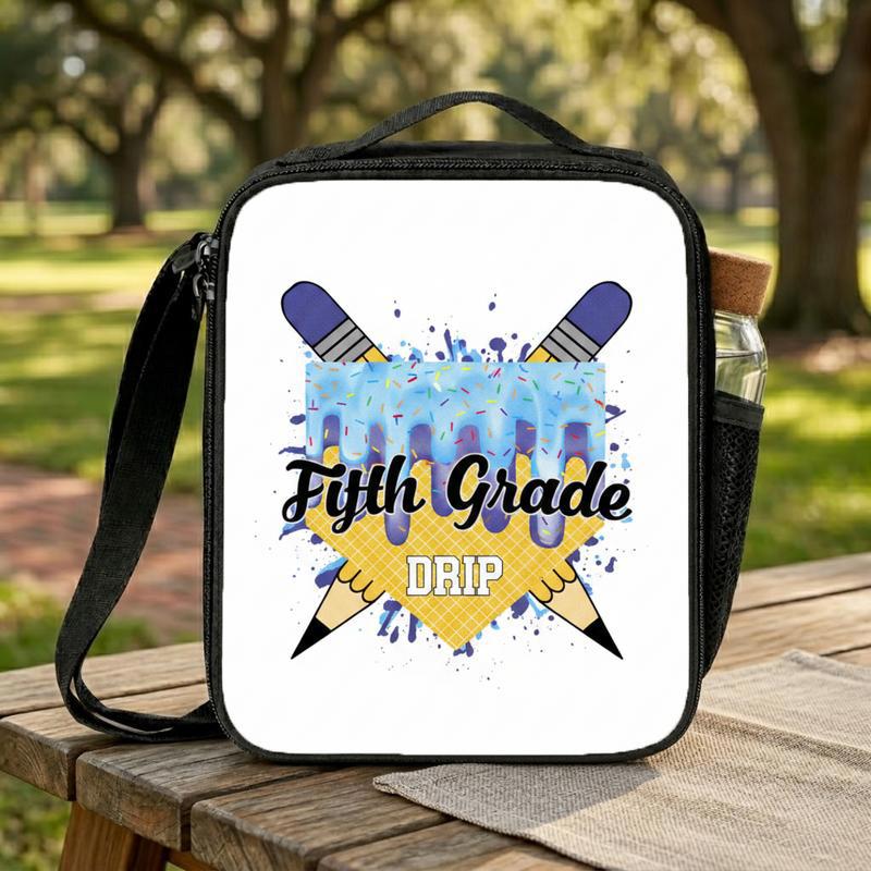 5th Grade Drip Lunch Bag - Back To School Baseball Kids Style Lunch Box Bag