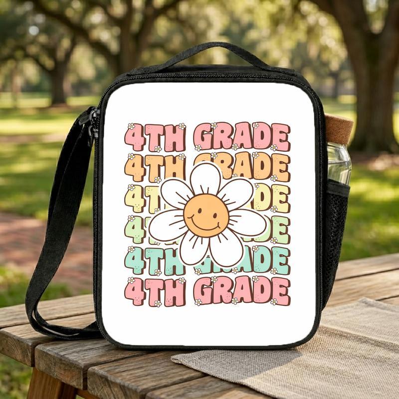 4th Grade Lunch Bag - Elementary School Smiley Daisy Lunch Box Bag 4th Grade Lunch Bag - Elementary School Smiley Daisy Lunch Box Bag