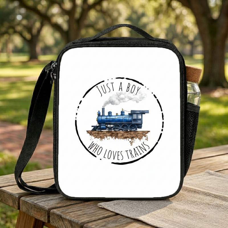 Train Lover Kids Lunch Bag - Just A Boy Who Loves Trains Lunch Box Bag Train Lover Kids Lunch Bag - Just A Boy Who Loves Trains Lunch Box Bag