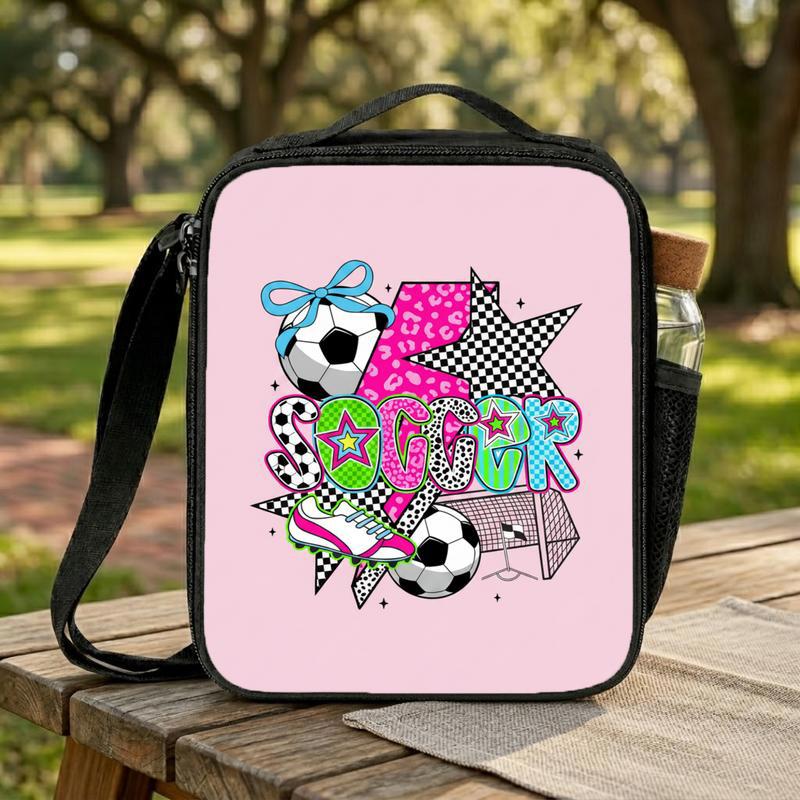 Trendy Soccer Collage Lunch Bag - Cool Girls School Style Lunch Box Bag Trendy Soccer Collage Lunch Bag - Cool Girls School Style Lunch Box Bag