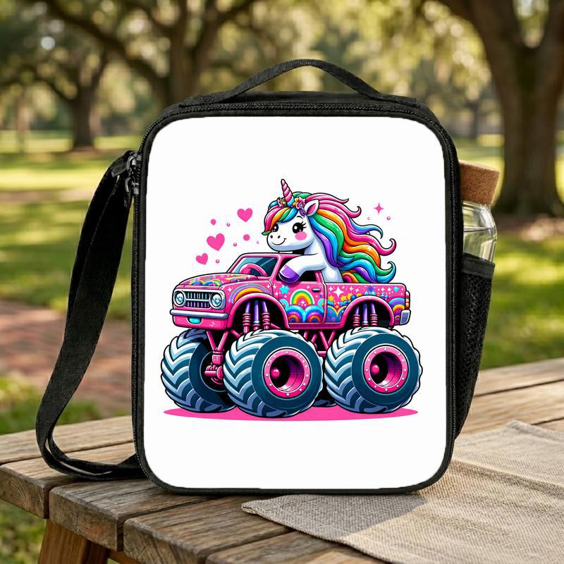 Unicorn Monster Truck Lunch Bag - Cute Girls Back To School Lunch Box Bag