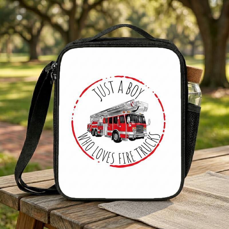 Vintage Fire Truck Lunch Bag For Kids - Just A Boy Fire Truck Lover Lunch Box Bag Vintage Fire Truck Lunch Bag For Kids - Just A Boy Fire Truck Lover Lunch Box Bag