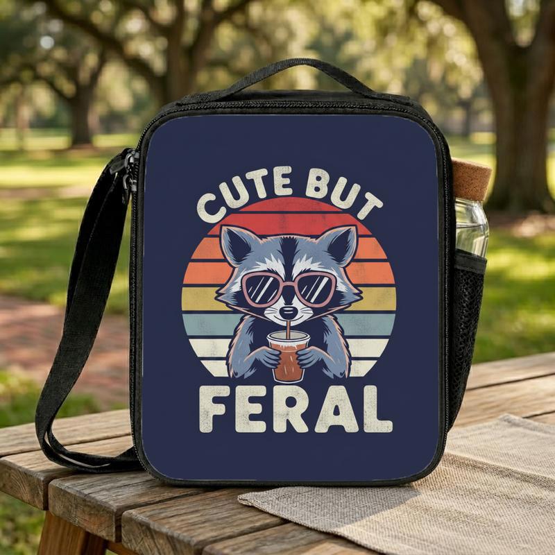Vintage Raccoon Lunch Bag - Back To School Cute But Feral Lunch Box Bag