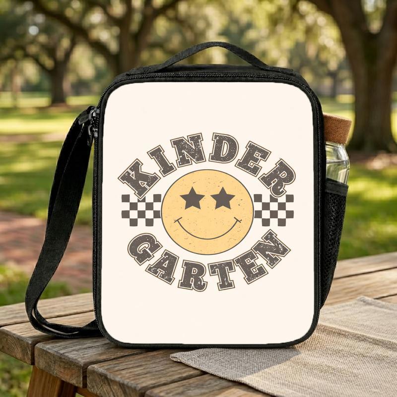 Vintage Smiley Lunch Bag - Kindergarten Kids School Style Lunch Box Bag Vintage Smiley Lunch Bag - Kindergarten Kids School Style Lunch Box Bag