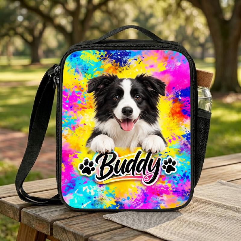 Watercolor Dog Portrait Lunch Box Bag Watercolor Dog Portrait Lunch Box Bag