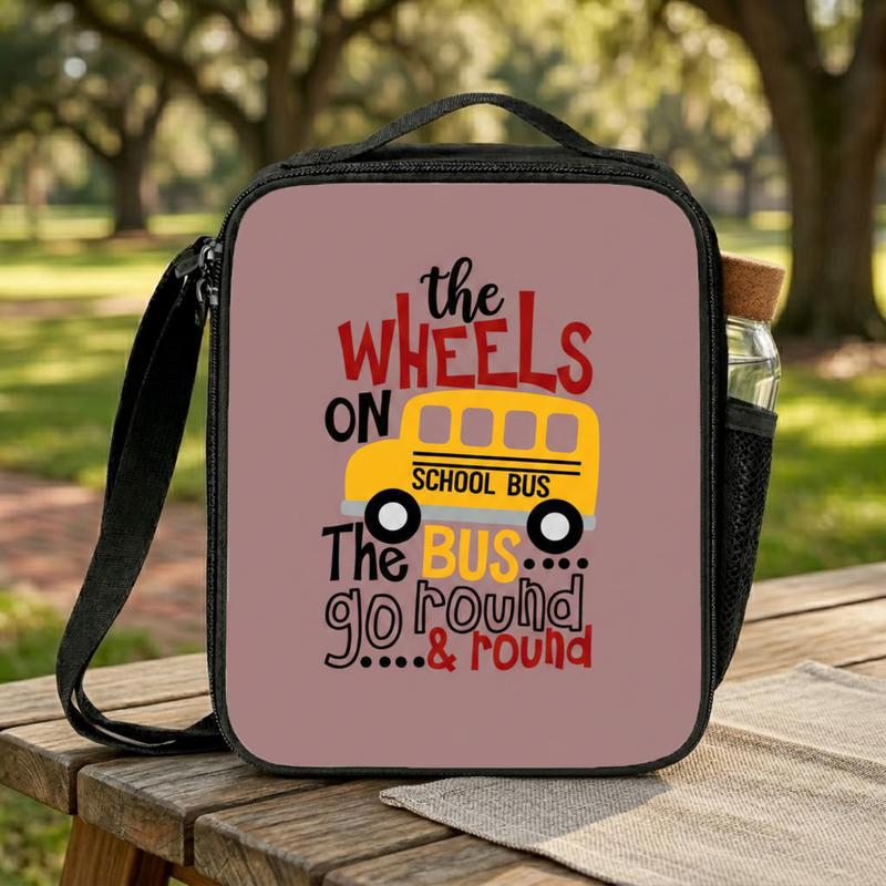 Wheels On The Bus Lunch Bag - Cute Kids School Style Lunch Box Bag Wheels On The Bus Lunch Bag - Cute Kids School Style Lunch Box Bag